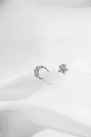 STAR AND MOON | STUD EARRING SILVER