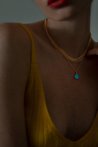 FISH BONE + TURQUOISE HOWLITE NECKLACE | SET