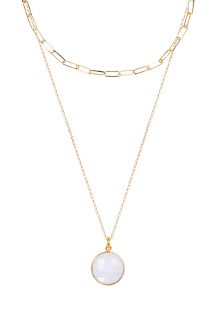 PAPERCLIP + MOONSTONE NECKLACE | SET