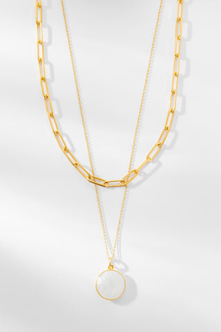 PAPERCLIP + MOONSTONE NECKLACE | SET