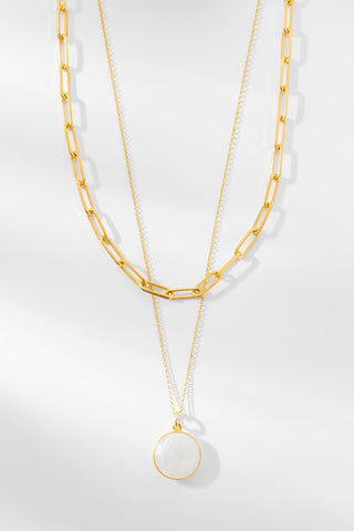 PAPERCLIP + MOONSTONE NECKLACE | SET