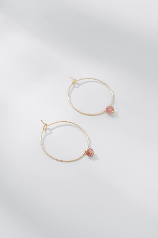 DELICATE HOOPS w/ MINI PINK TOURMALINE