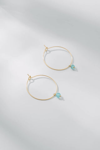 DELICATE HOOPS w/ MINI AQUA CHALCEDONY