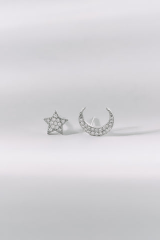 STAR AND MOON | STUD EARRING SILVER