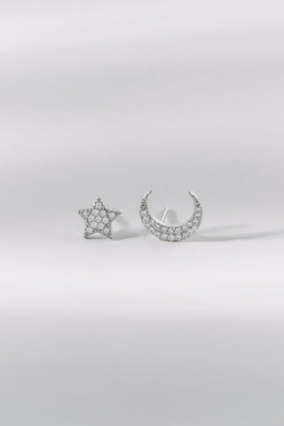STAR AND MOON | STUD EARRING SILVER