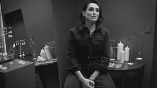 One Dame Lane owner Lyndsey is featured in her studio in a black and white video where she discusses what inspired her to start her jewellery business.